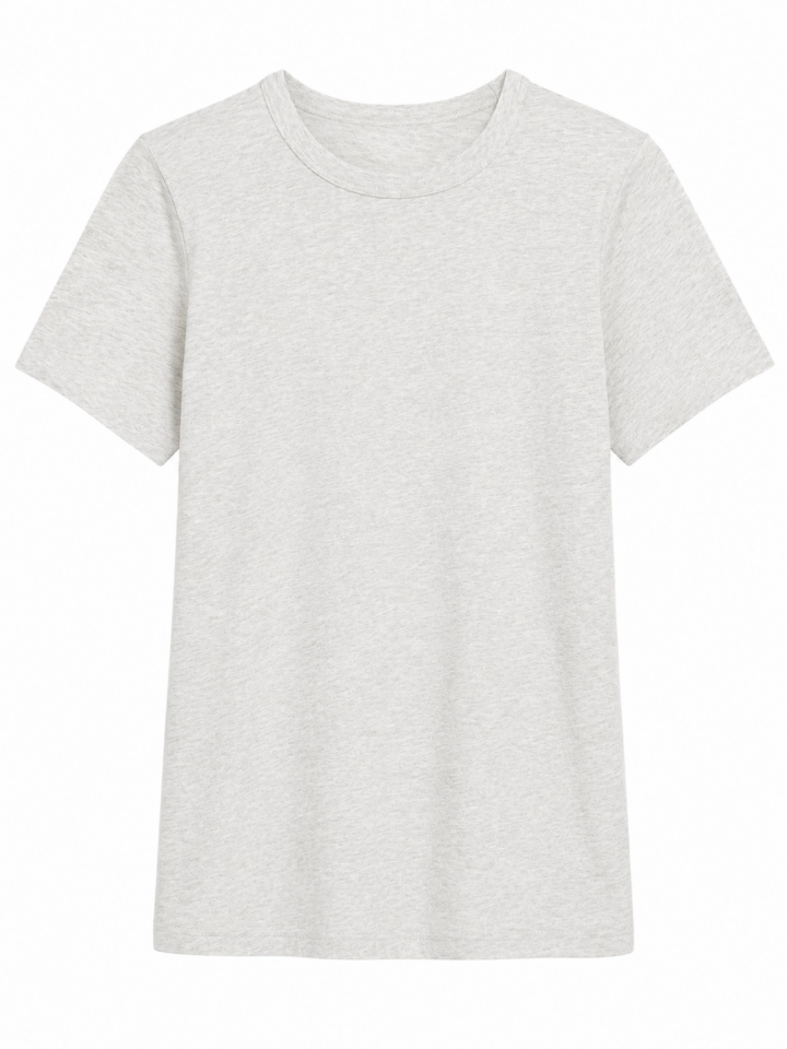 Light Heather Grey Classic Crewneck T-Shirt in Relaxed Fit