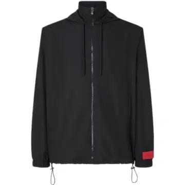 Black Zip-Up Hooded Lightweight Jacket