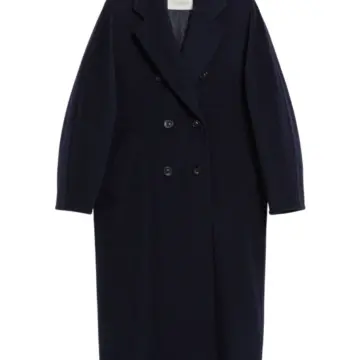Navy Double-Breasted Longline Coat