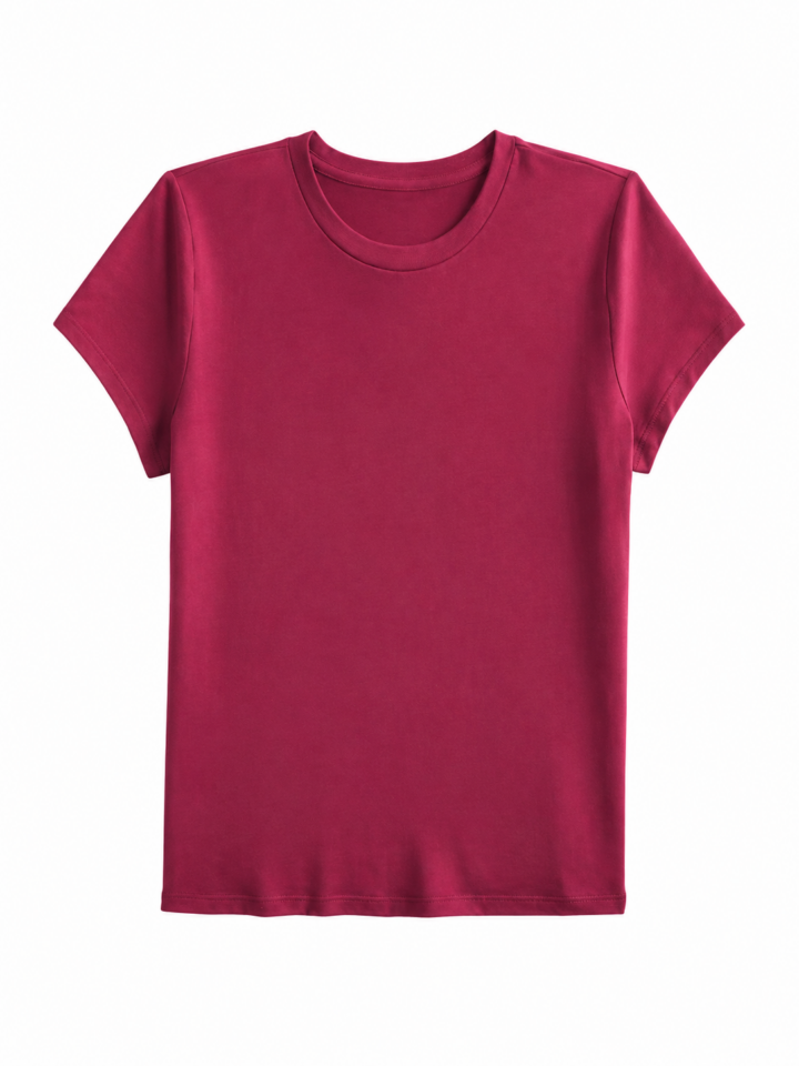 Burgundy Classic Crew Neck Short-Sleeve T-Shirt