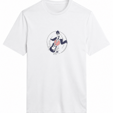 White Graphic Guitar Print Short-Sleeve T-Shirt