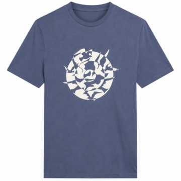 Blue Regular Fit Short-Sleeve Crew Neck T-Shirt with Bird Graphic