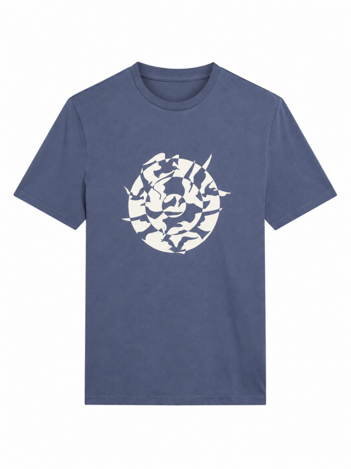 Blue Regular Fit Short-Sleeve Crew Neck T-Shirt with Bird Graphic