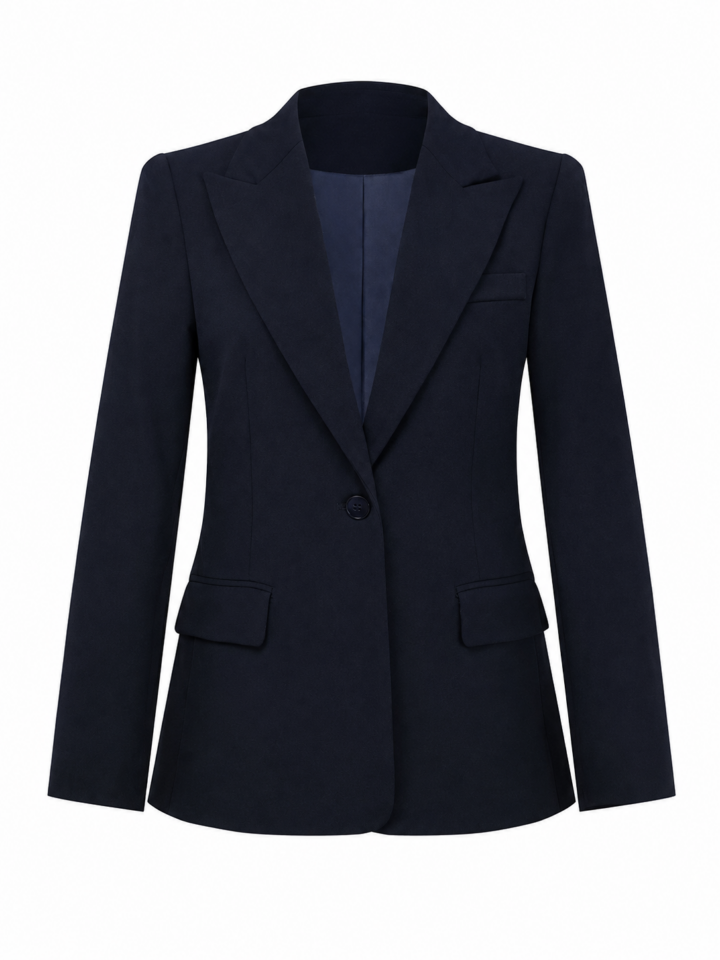 Navy Single-Breasted Structured Blazer