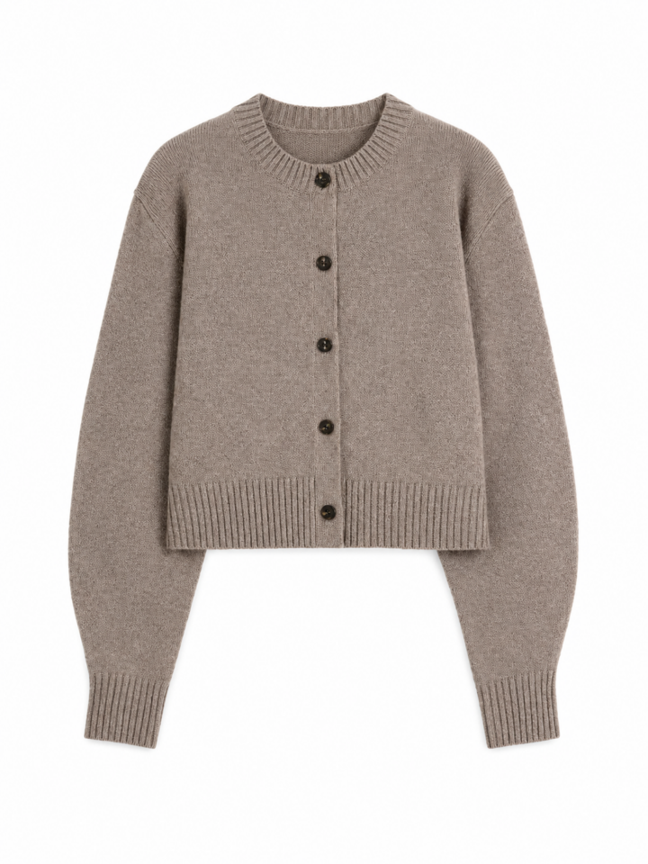 Heather Taupe Button-Front Knit Cardigan