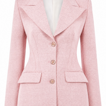 Light Pink Fitted Tailored Blazer with Peak Lapel