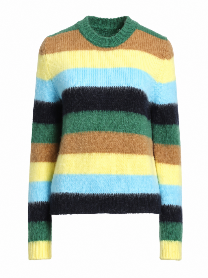 Multicolor Striped Fuzzy Knit Sweater