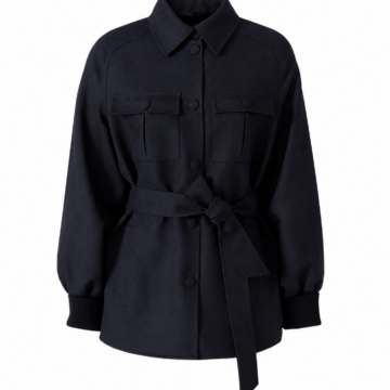 Black Relaxed Belted Woven Jacket