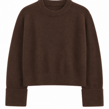Dark Brown Relaxed Crewneck Pullover Sweater