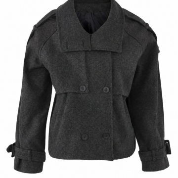 Charcoal Grey Double-Breasted Wool-Like Jacket