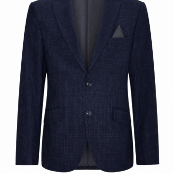 Navy Blue Single-Breasted Notch Lapel Suit Jacket