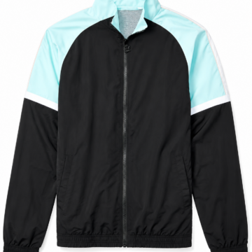 Black and Light Blue Color-Block Track Jacket