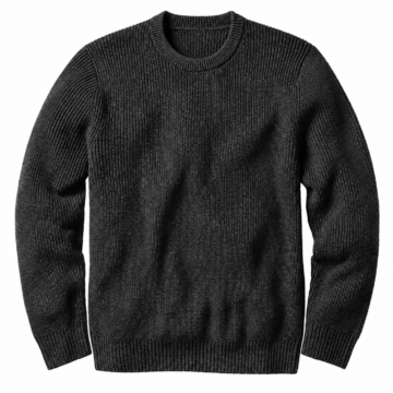 Charcoal Grey Ribbed Knit Crew Neck Sweater