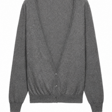 Heather Grey Longline Knit Cardigan with Deep V-Neck