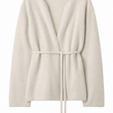 Off-White Oversized Wrap Knit Sweater with Self-Tie Belt