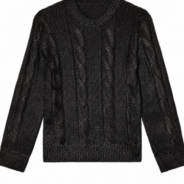 Black Cable Knit Crew Neck Sweater