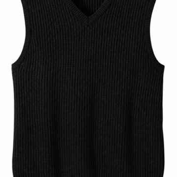 Black Sleeveless V-Neck Knit Sweater Vest