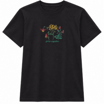 Black Wildflower Graphic T-Shirt