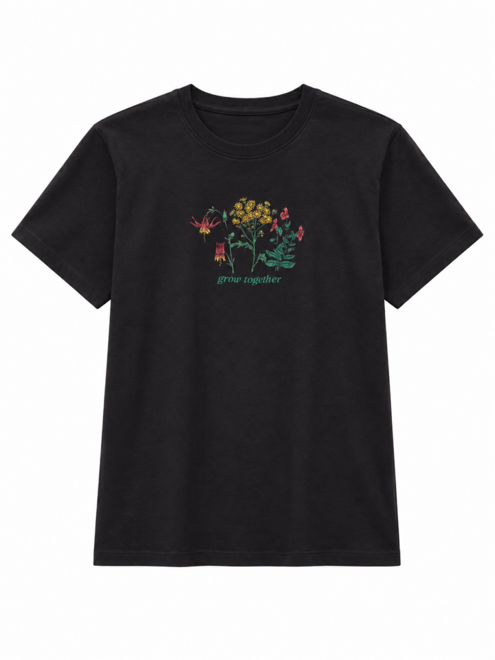 Black Wildflower Graphic T-Shirt