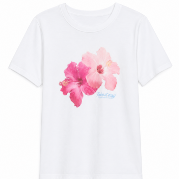 White Hibiscus Graphic T-Shirt