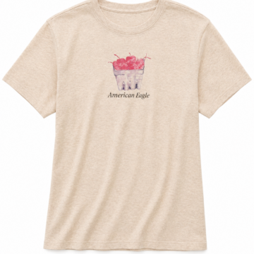 Light Beige Heathered Cherry Graphic T-Shirt