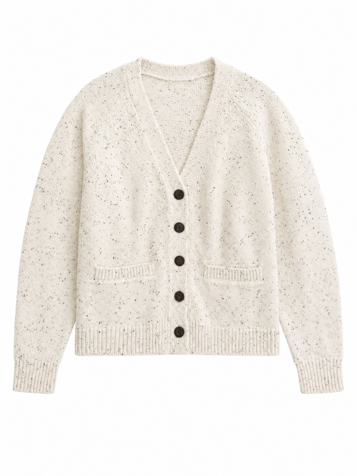 Off-White Speckled Donegal V-Neck Cardigan