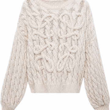 Off-White Crewneck Cable Knit Sweater