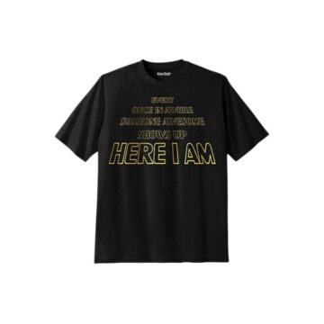 Black Relaxed Fit Short-Sleeve T-Shirt with Gold Graphic