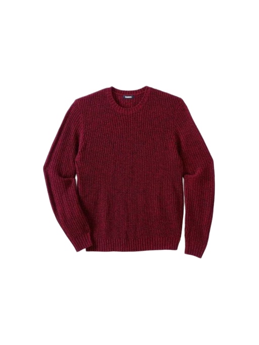 Women's Burgundy Crew Neck Chunky Knit Sweater