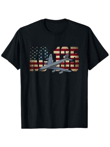 Black Short-Sleeve Crew-Neck Graphic T-Shirt with American Flag Print