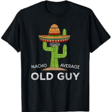 Black Casual Graphic Tee with Cactus Sombrero Print