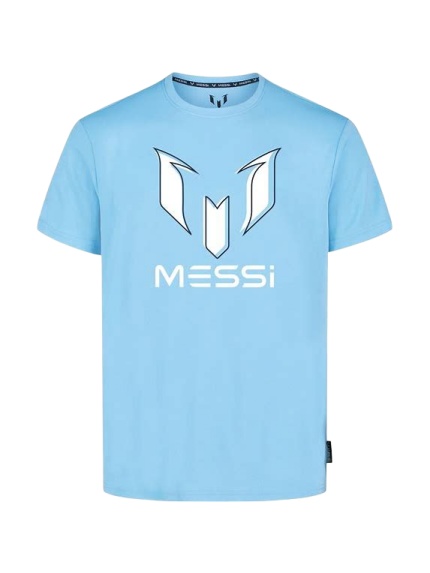 Light Blue Relaxed Fit Short-Sleeve T-Shirt with White Graphic