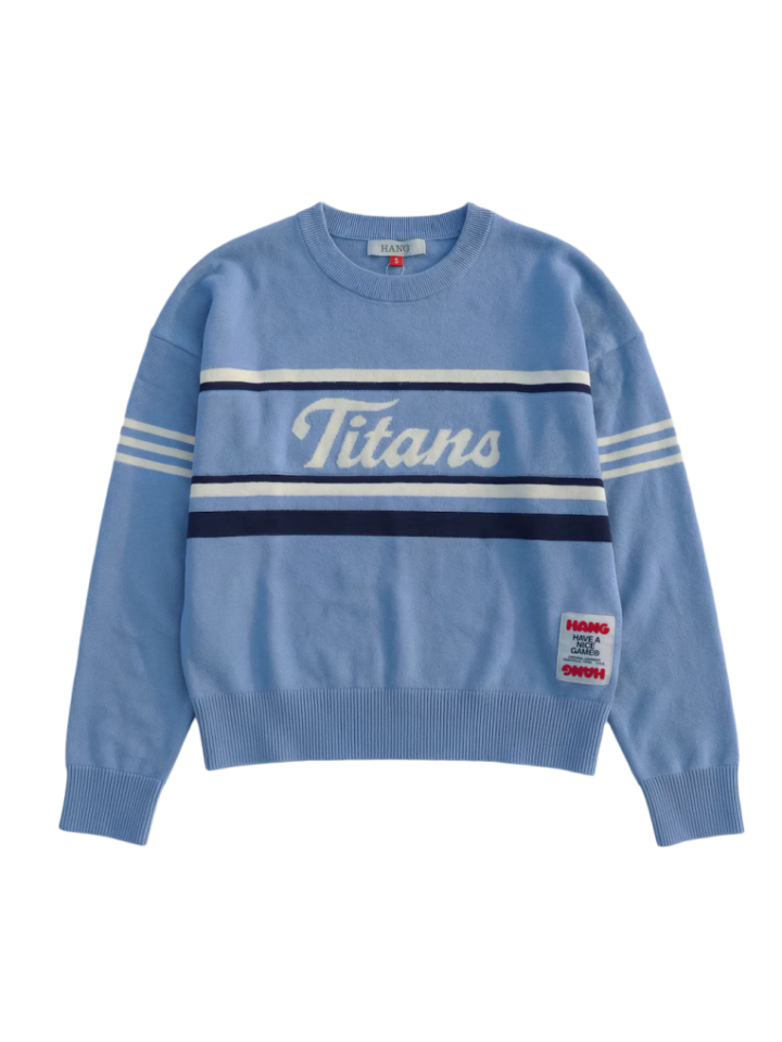 Light Blue Relaxed Box-Fit Knit Sweater